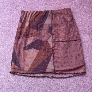 Brown Patchwork Skirt